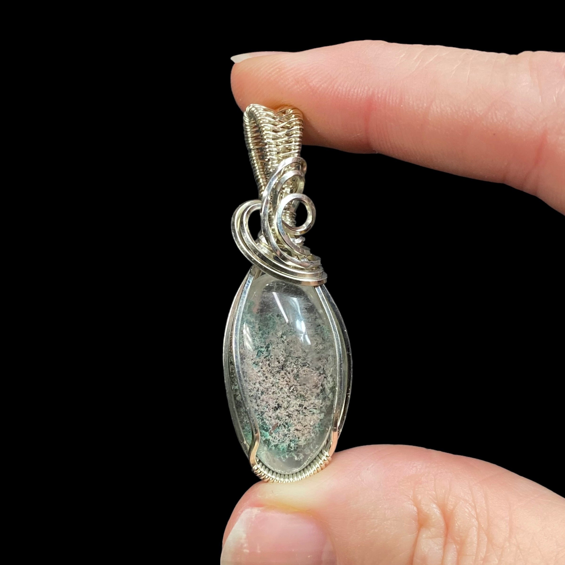 Garden Quartz & Sterling Silver Wire Wrapped Pendant