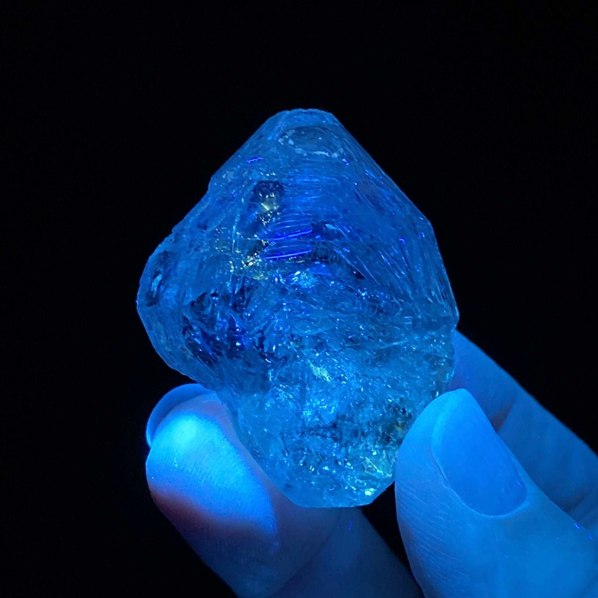 Clear Fenster Quartz Crystal with Fluorescent Inclusions