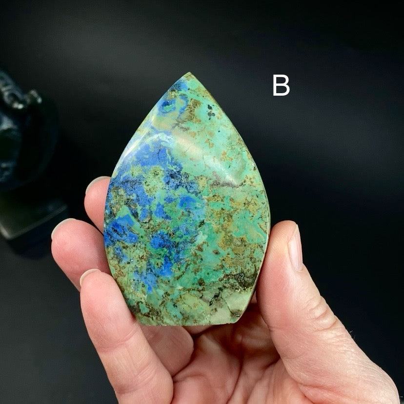 Chrysocolla Polished Freeform Flames from Peru