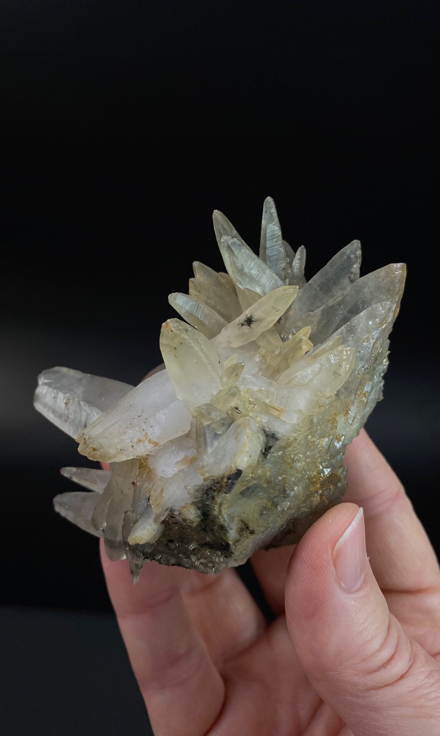 Laser Quartz Crystal Cluster with Hematite Inclustions