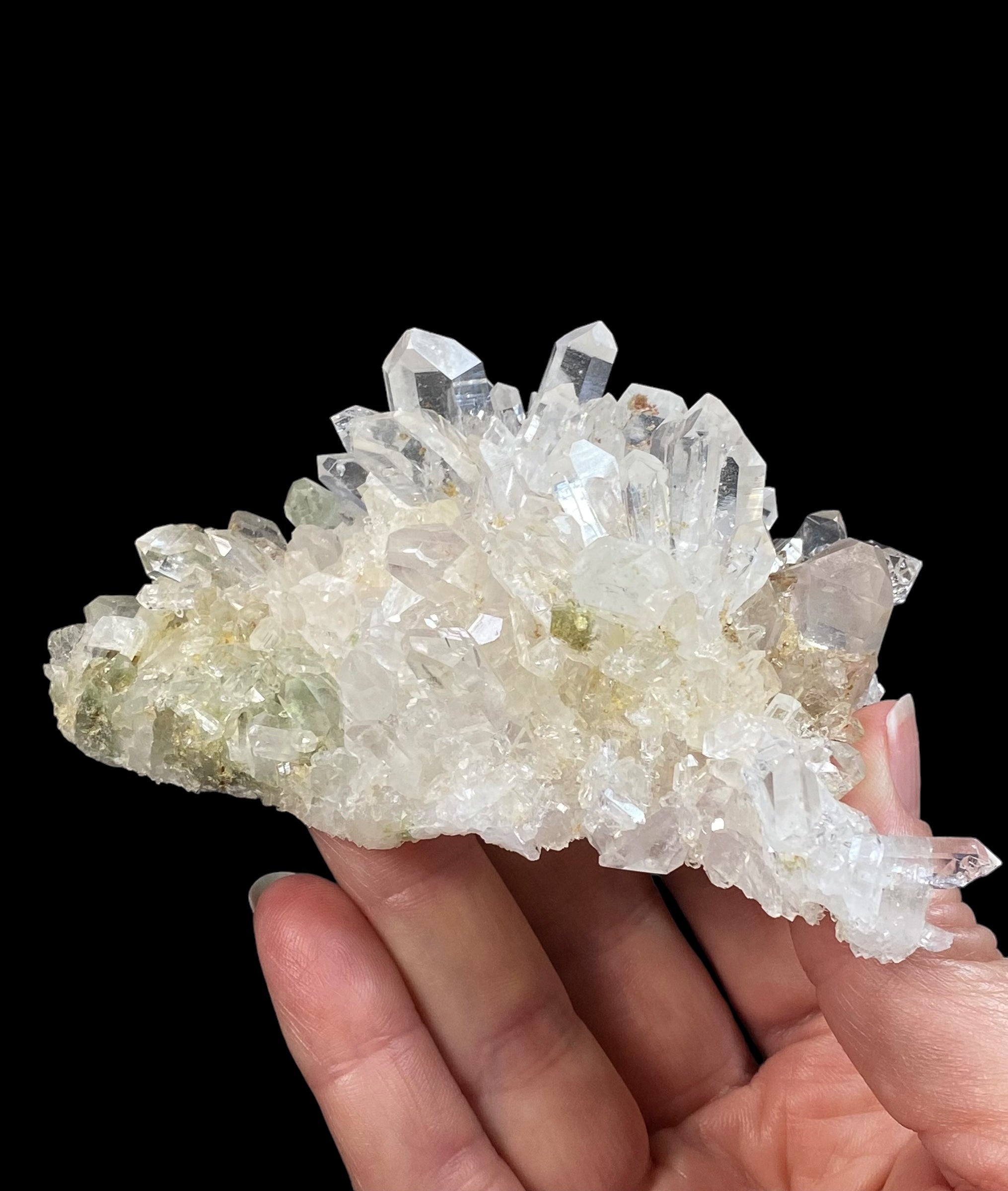 Chlorite Included Quartz Crystal Cluster