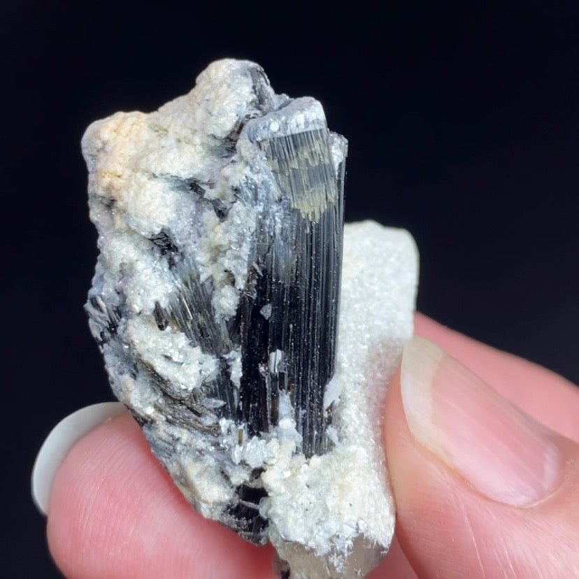 Bicolor Black Tourmaline Schorl Crystal with Smoky Quartz and Feldspar from Shigar Valley, Pakistan