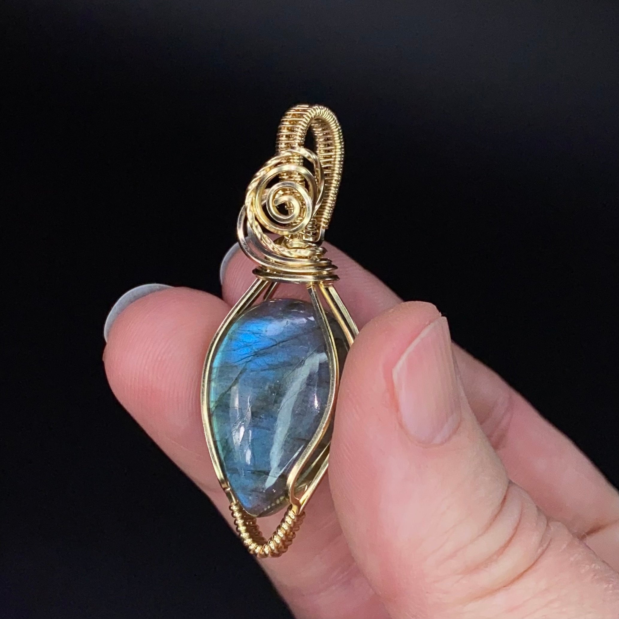 Labradorite & 14k Gold Filled Wire Wrapped Pendant