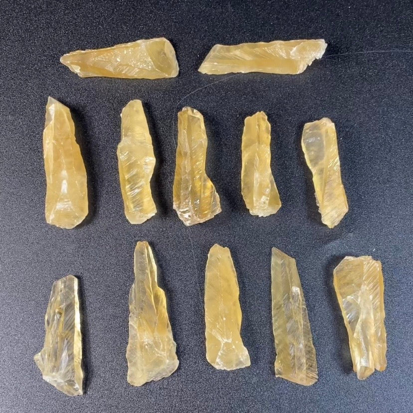 Phosphorescent Golden Feather Tapered Calcite Crystal