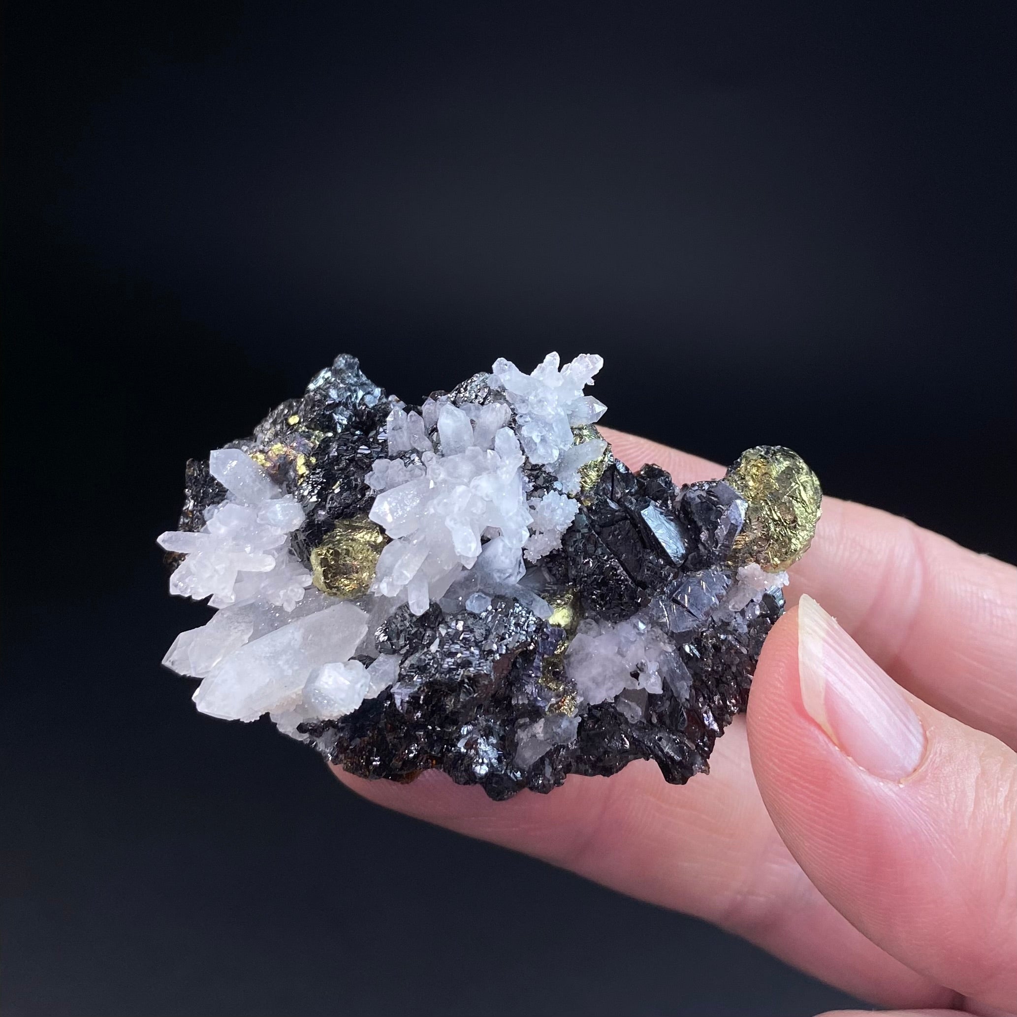 Sphalerite, Quartz Crystals, and Pyrite Combination Piece from Kosovo