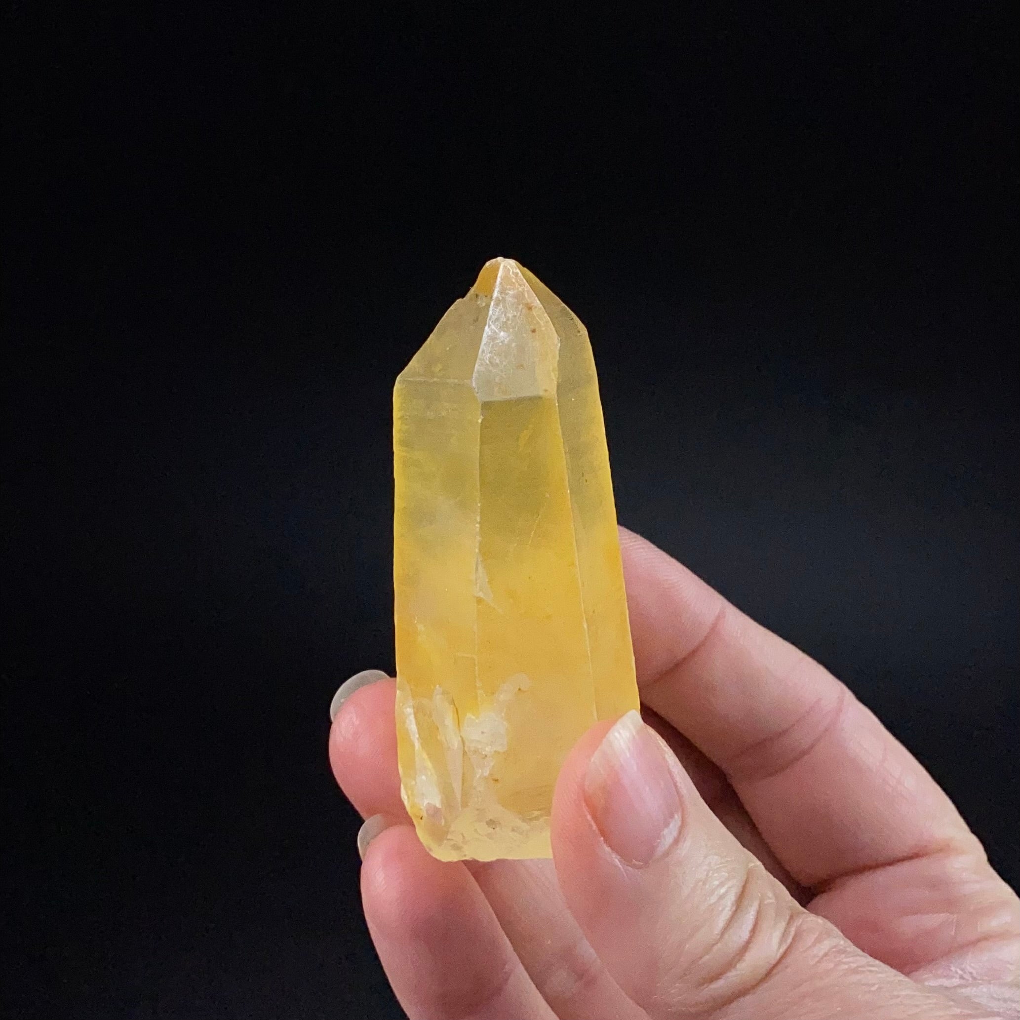 Golden Quartz Crystal with Natural Yellow Iron Oxide Surface Coating