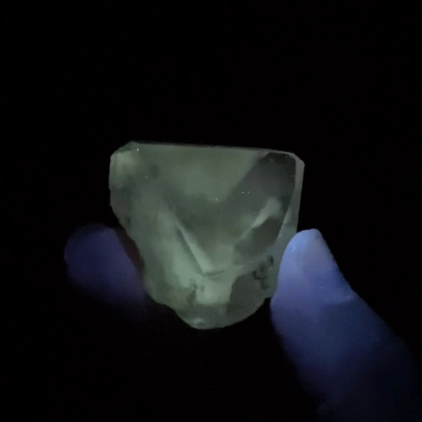 Fluorescent Clear Topaz Crystal with Chisel Shaped Termination