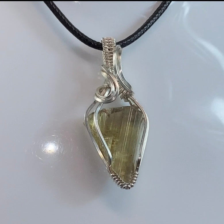 Turkish Color Change Diaspore Ottomanite & Tarnish Resistant Argentium Silver Wire Wrapped Pendant
