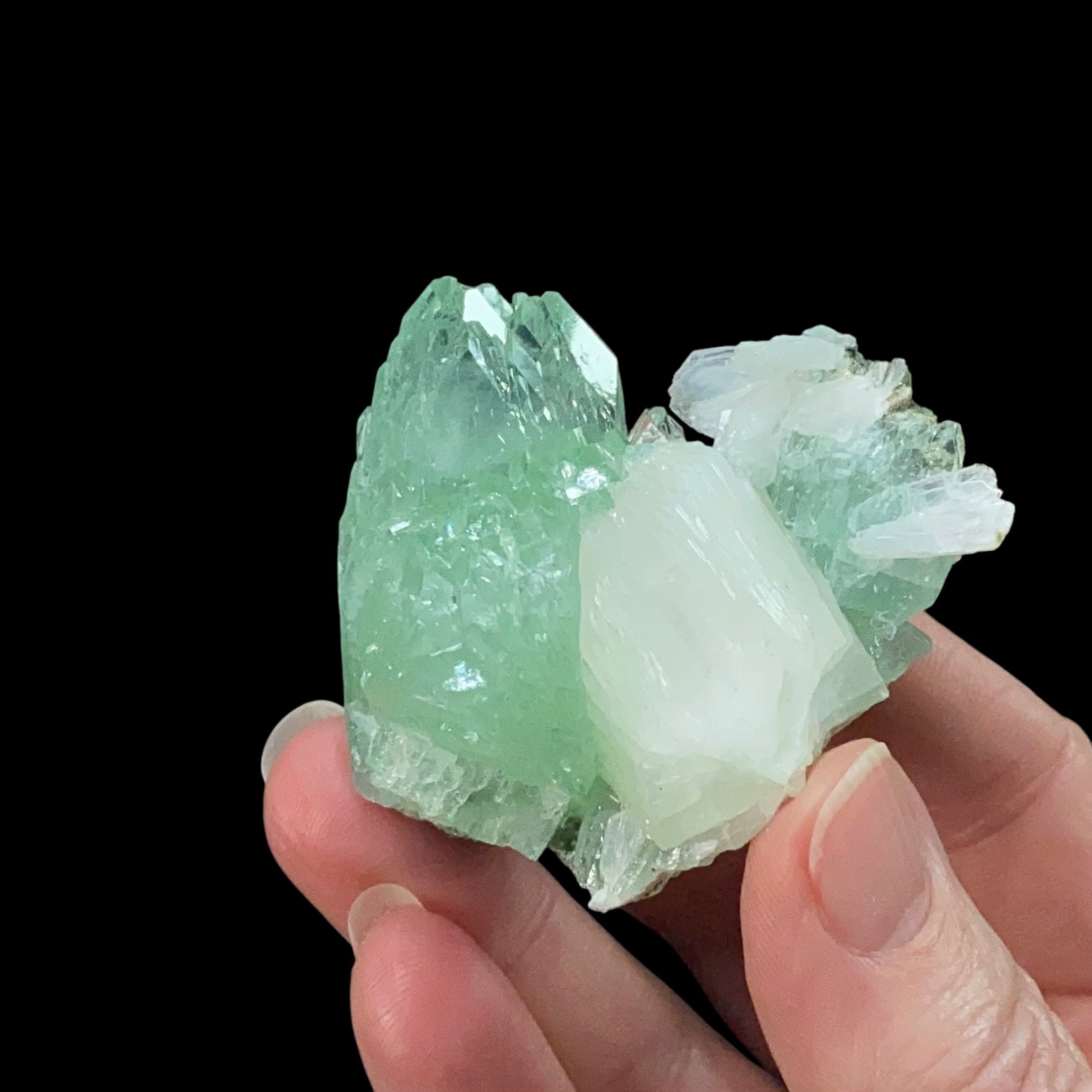 Green Apophyllite Crystal Cluster from Maharashtra, India