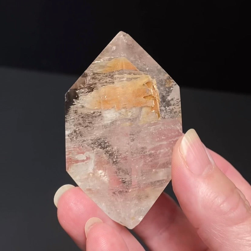 Double Terminated Polished Quartz Crystal with Inclusions