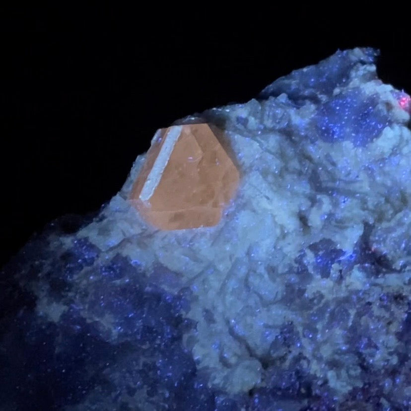 Fluorescent Pink Fluorapatite Crystal with Cleavelandite and Mica on Matrix - Record Keepers