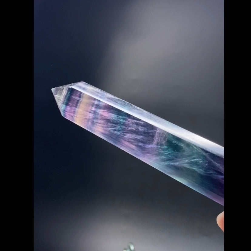 Purple and Green Fluorite Polished Tower