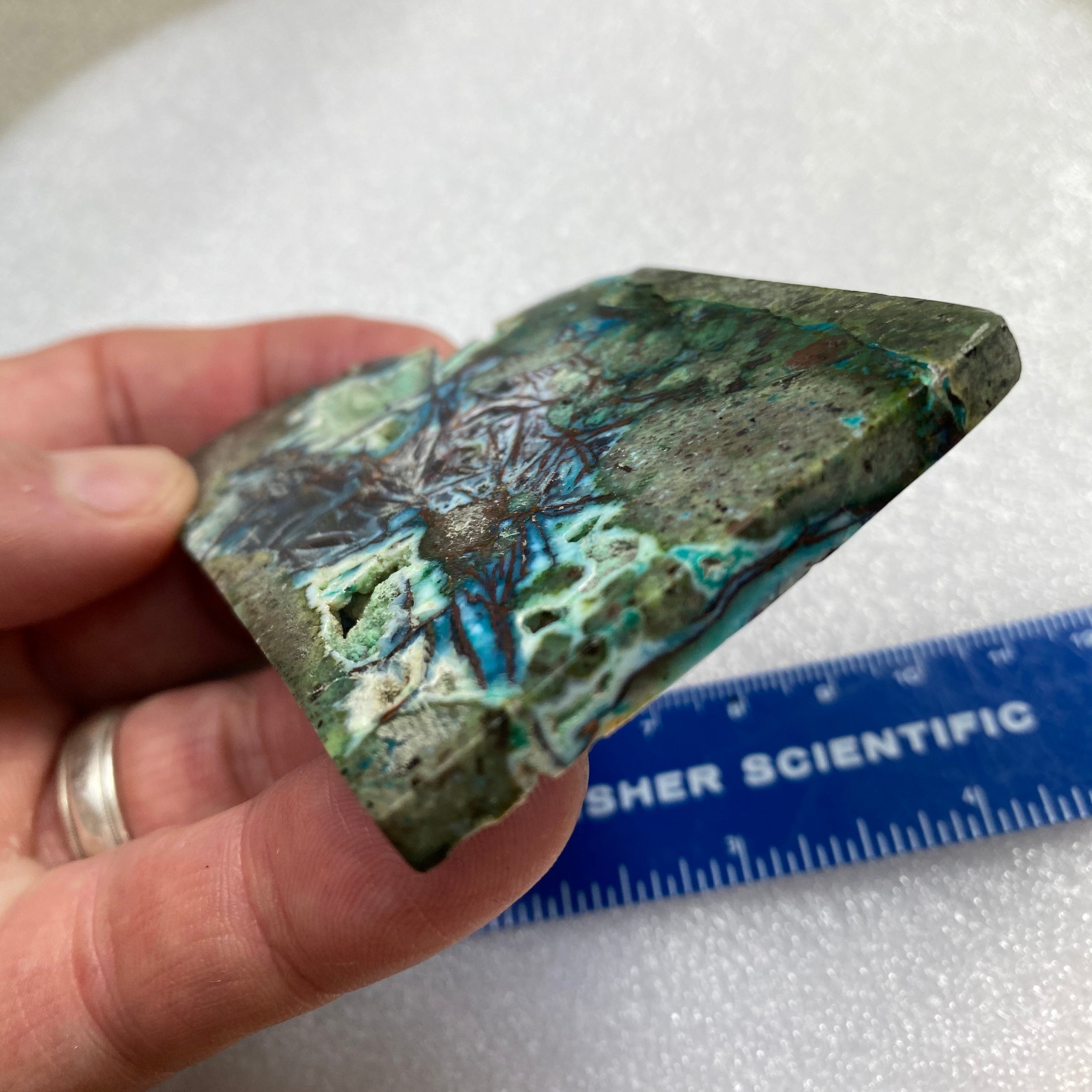 Chrysocolla & Copper Indonesian Copper Web with Matrix Polished Slab