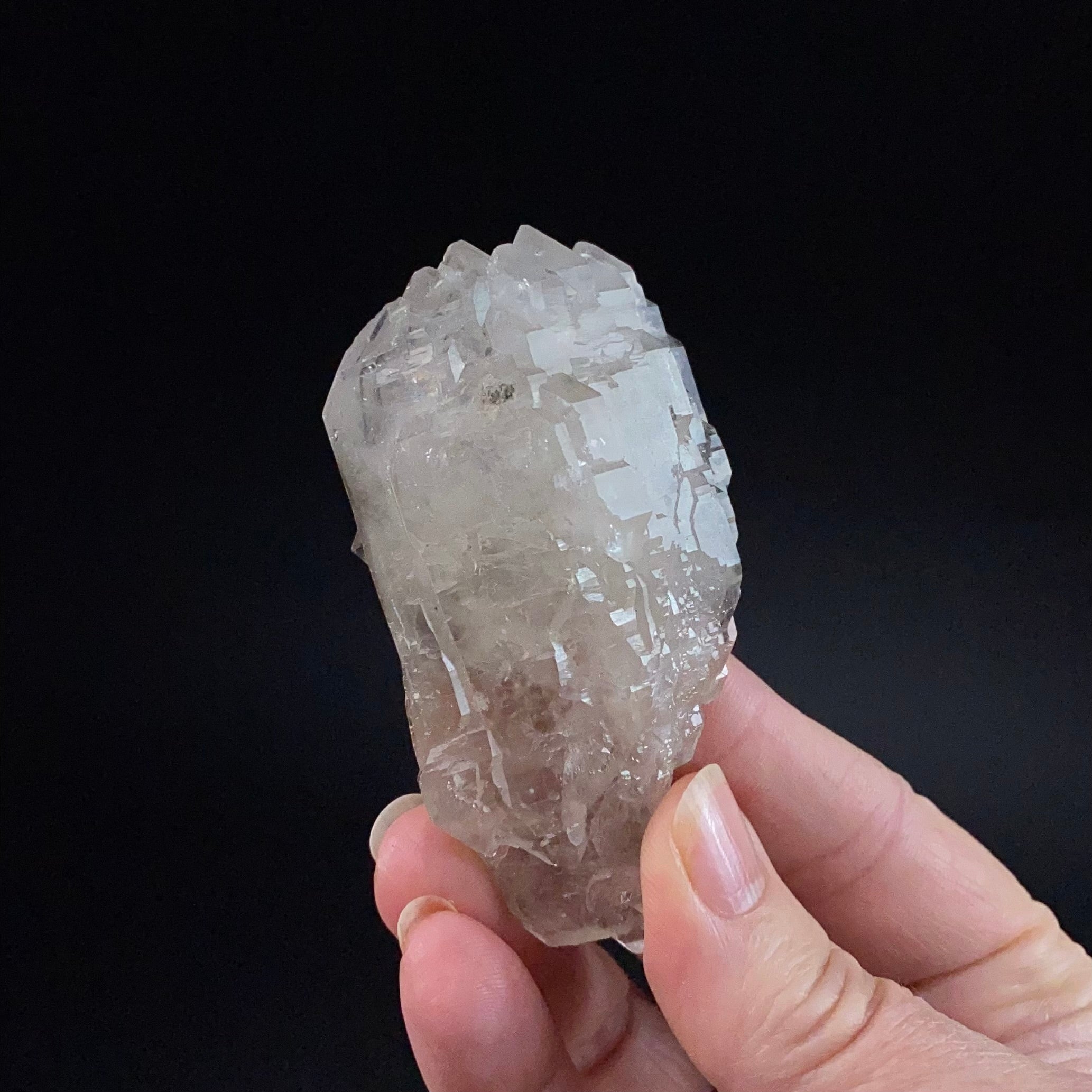 Double Terminated Elestial Smoky Quartz Crystal with Multiple Terminations on Both Sides