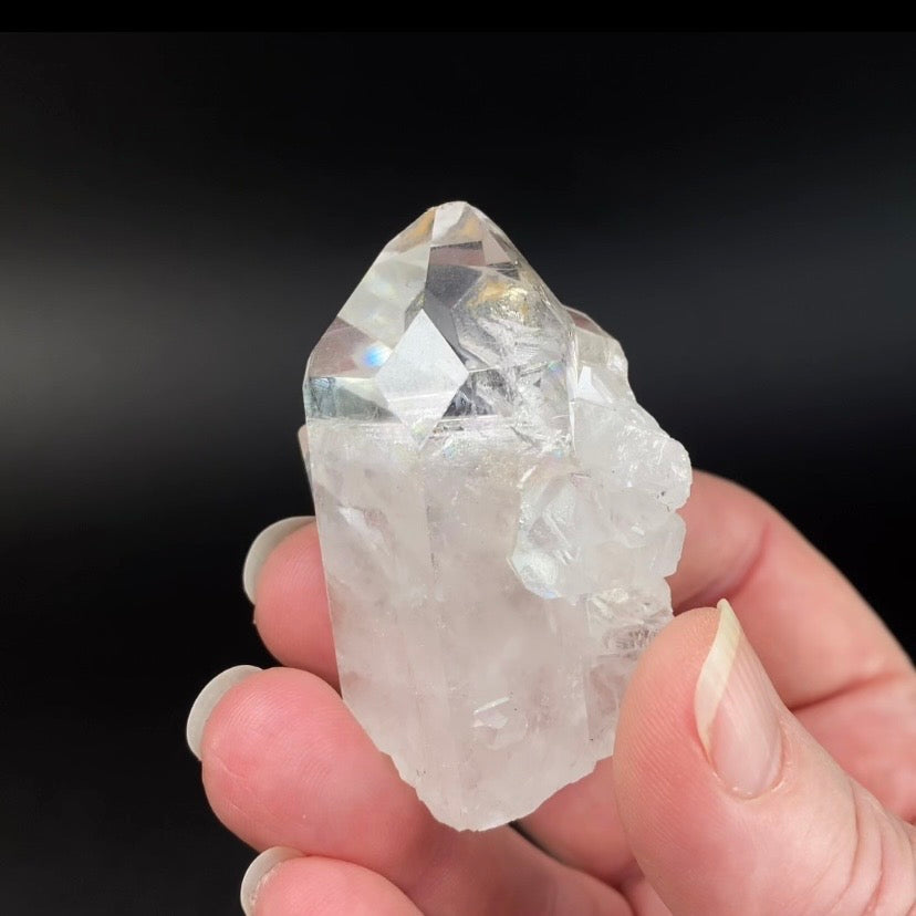 Water Clear Quartz Crystal with Diamond Shaped Window and Rainbows, Minas Gerais, Brazil Natural Crystal