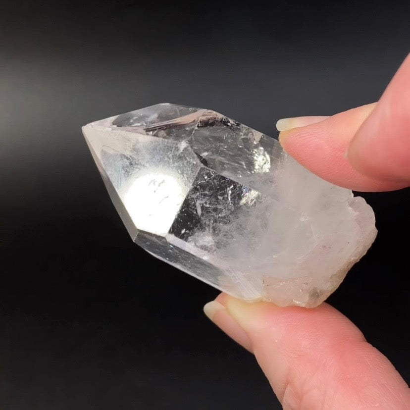 Water Clear Quartz Crystal with Diamond Shaped Window and Rainbows, Minas Gerais, Brazil Natural Crystal