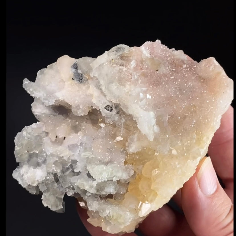 Pale Green Gray Cubic Fluorite Cluster with Amethyst