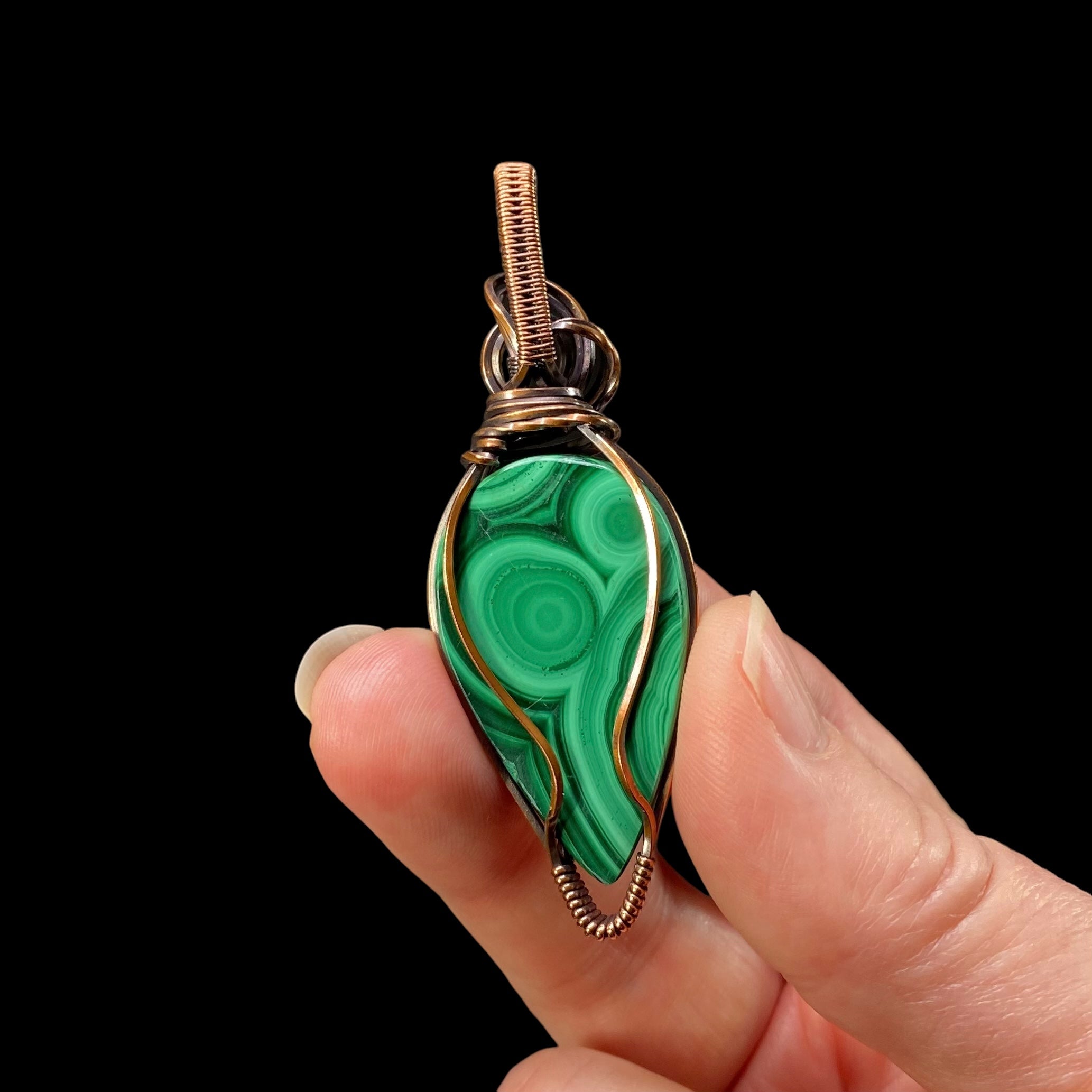 Malachite & Copper Wire Wrapped Pendant