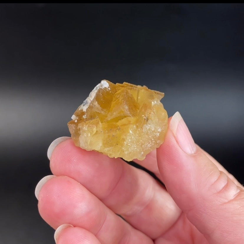Yellow Moscona Cubic Fluorite Cluster from Asturias Spain - Phosphorescent