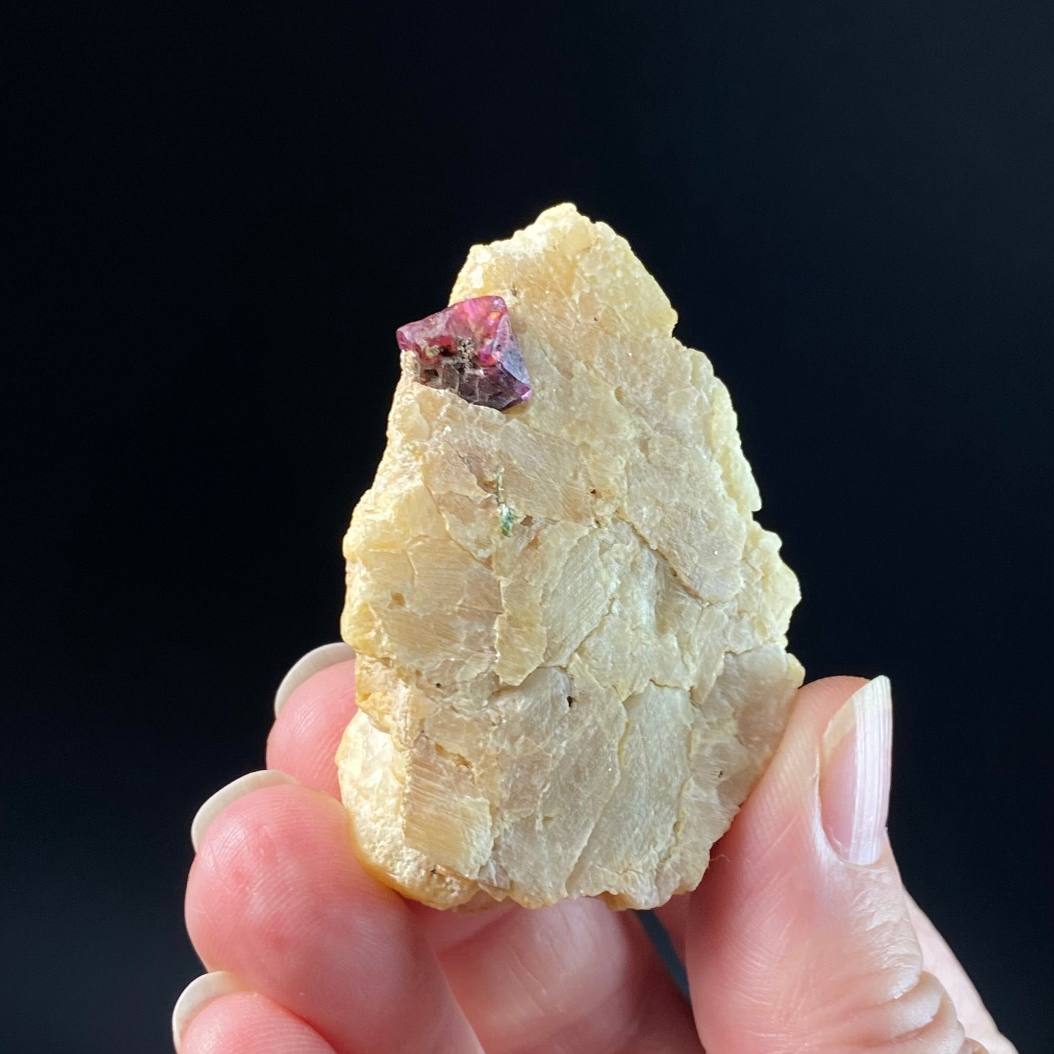 Red Spinel Crystal on Matrix - UV reactive