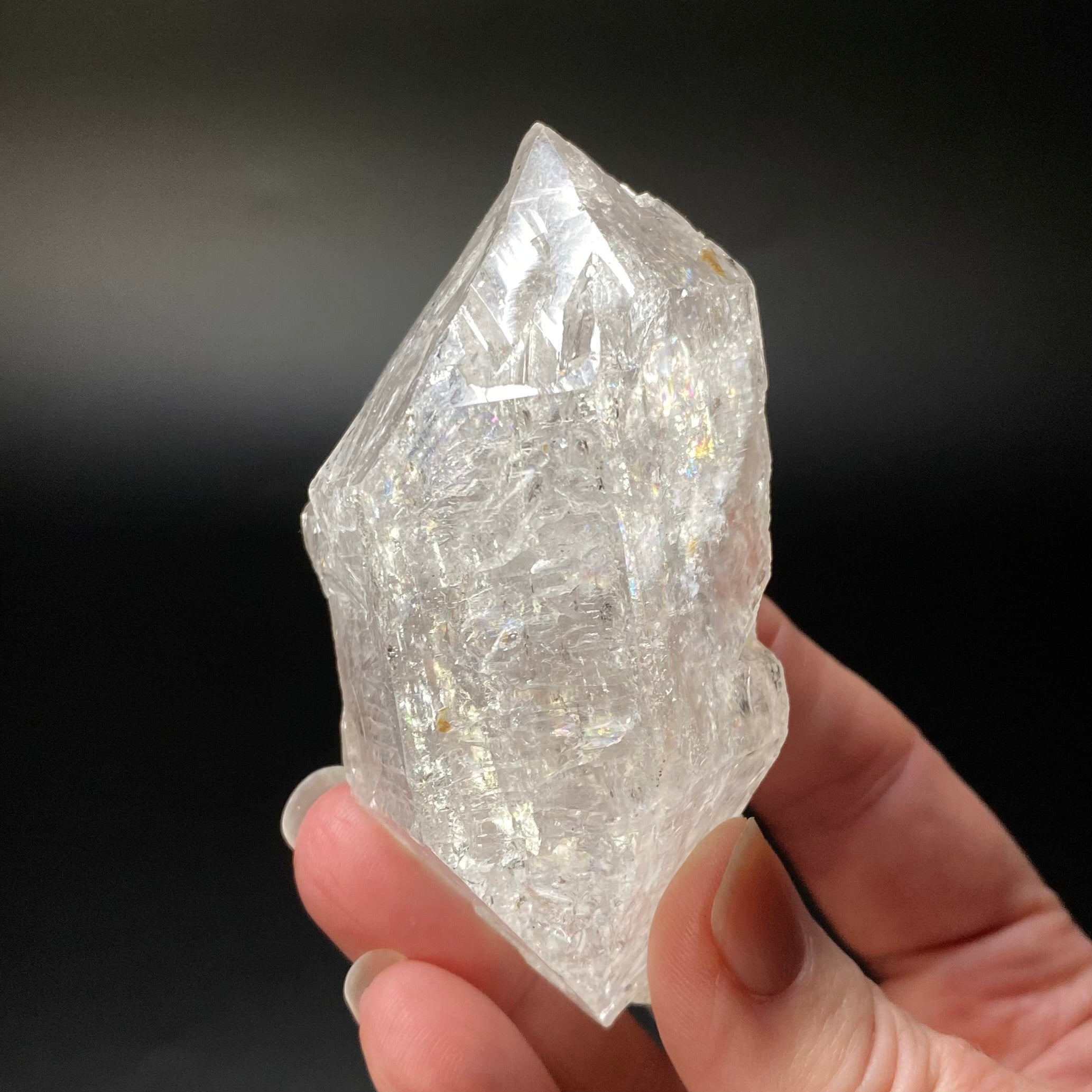 Double Terminated Clear Quartz Crystal with Rainbows