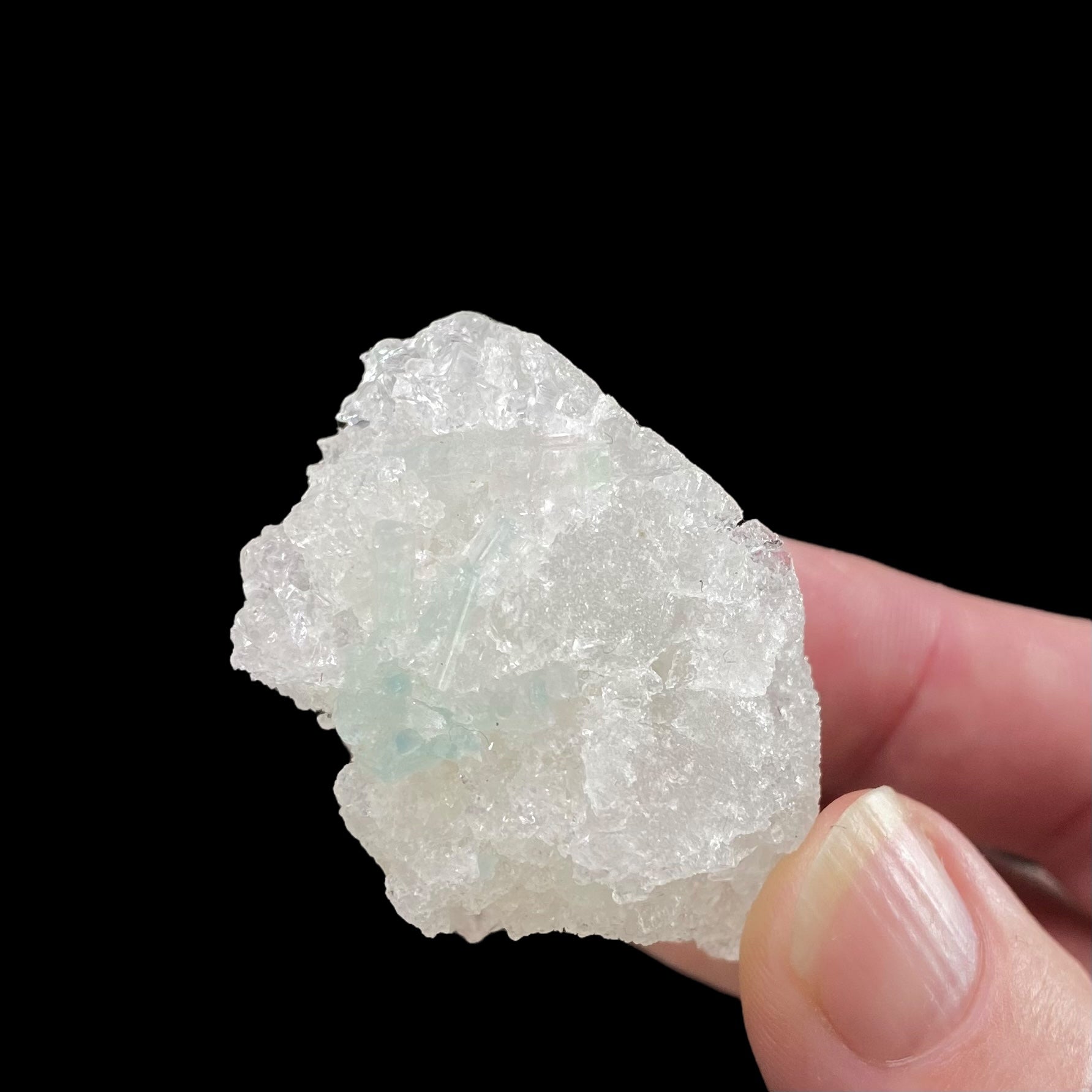 Clear Etched Pollucite with Green Tourmaline from Laghman, Afghanistan