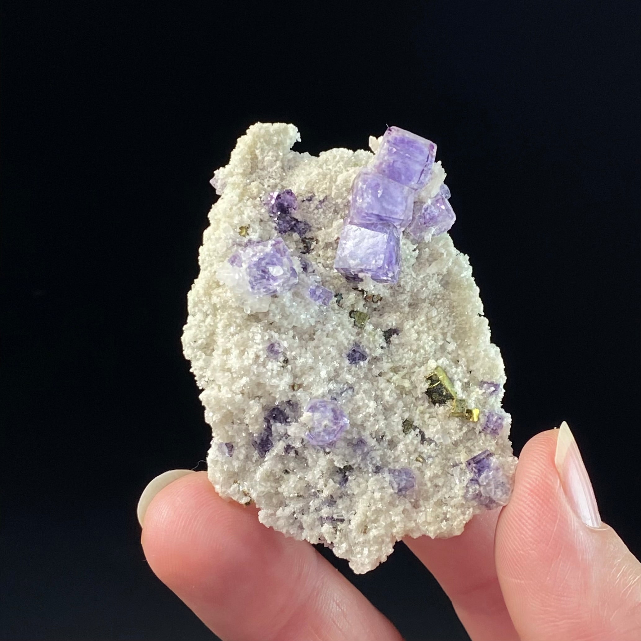 Cubic Purple Fluorite, Pyrite and Quartz Specimen, Shangbao Mine