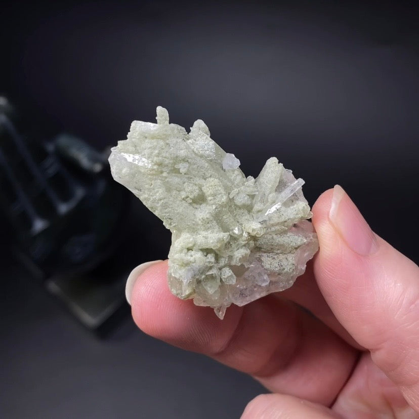 Small Chlorite Included Quartz Crystal Cluster - Minerals and Crystals