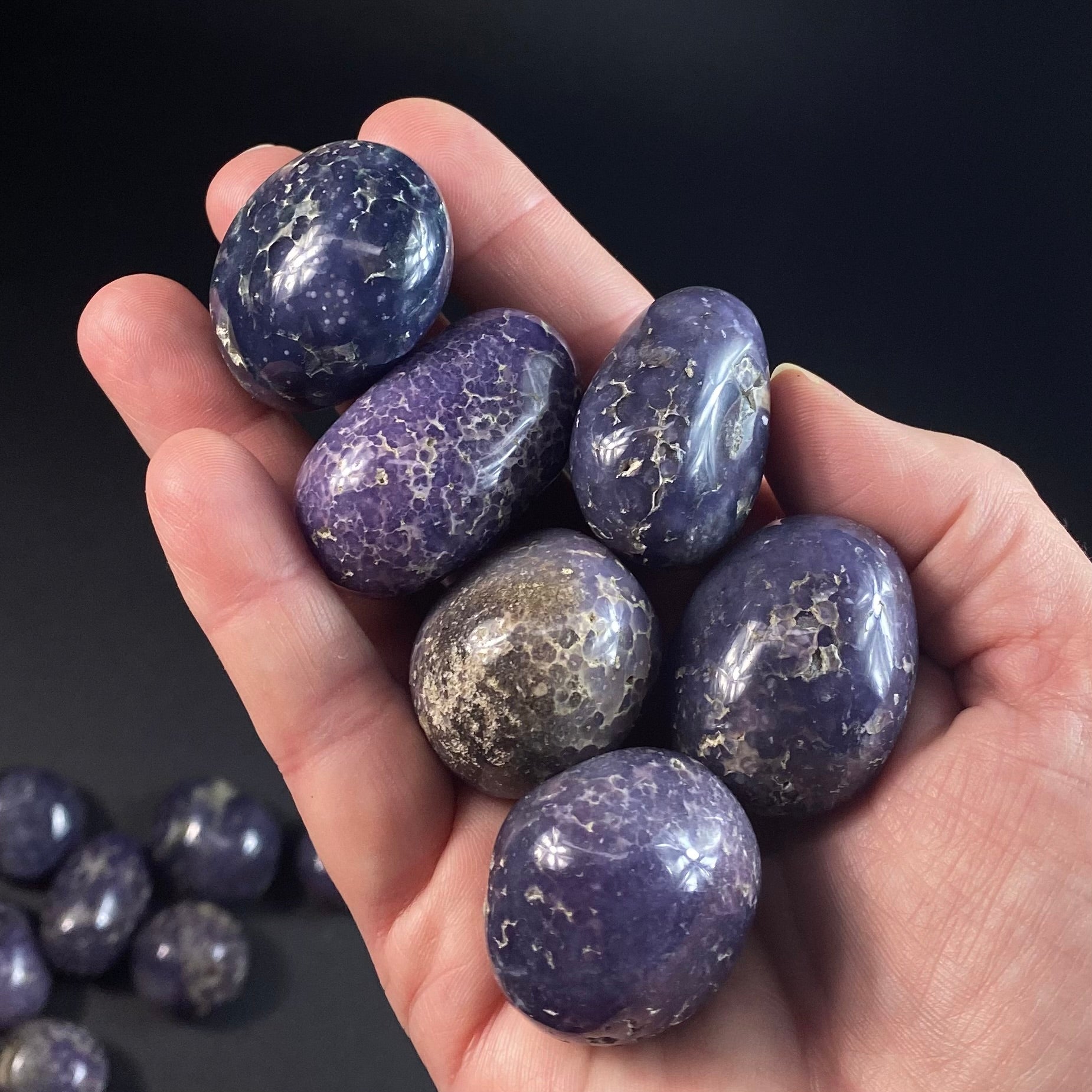Deep Purple Grape Agate Botryoidal Amethyst Tumble Stone, High Grade
