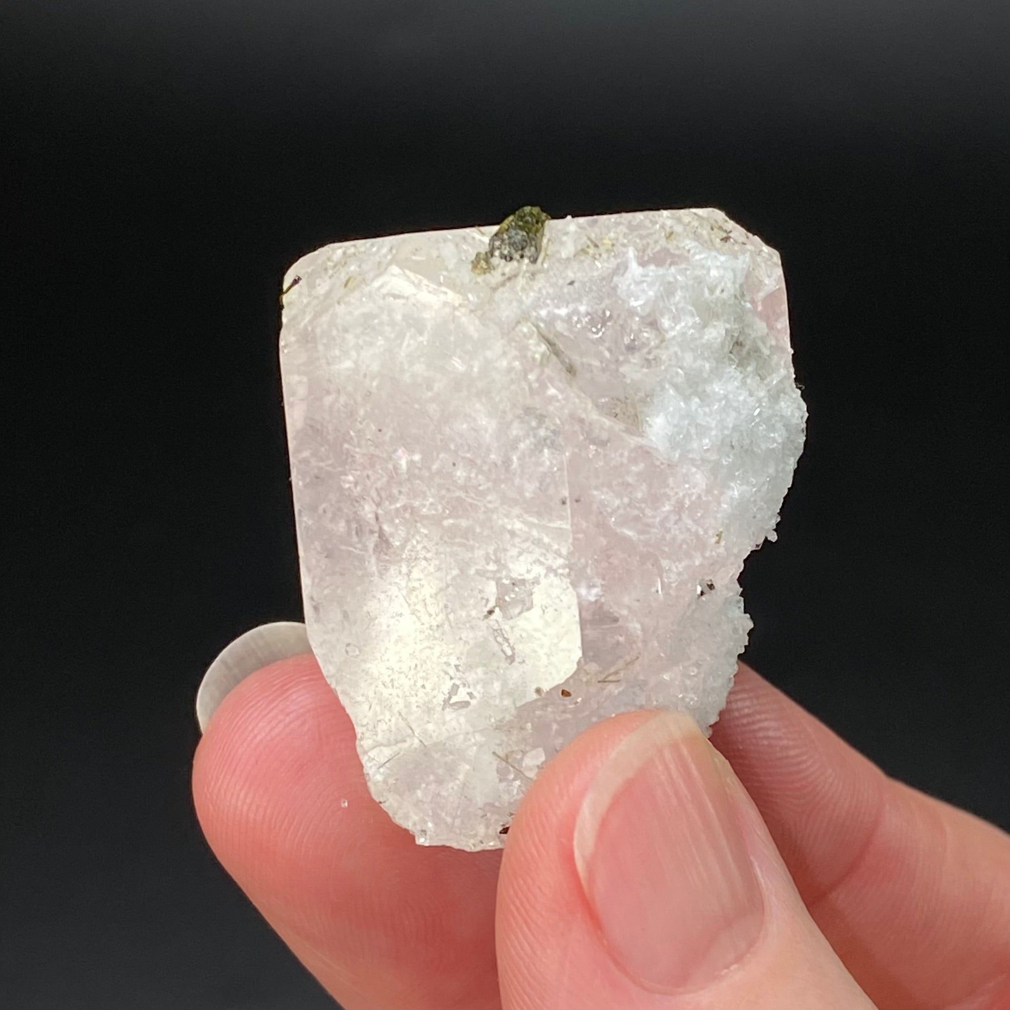 Morganite Crystal with Green Tourmaline & Quartz