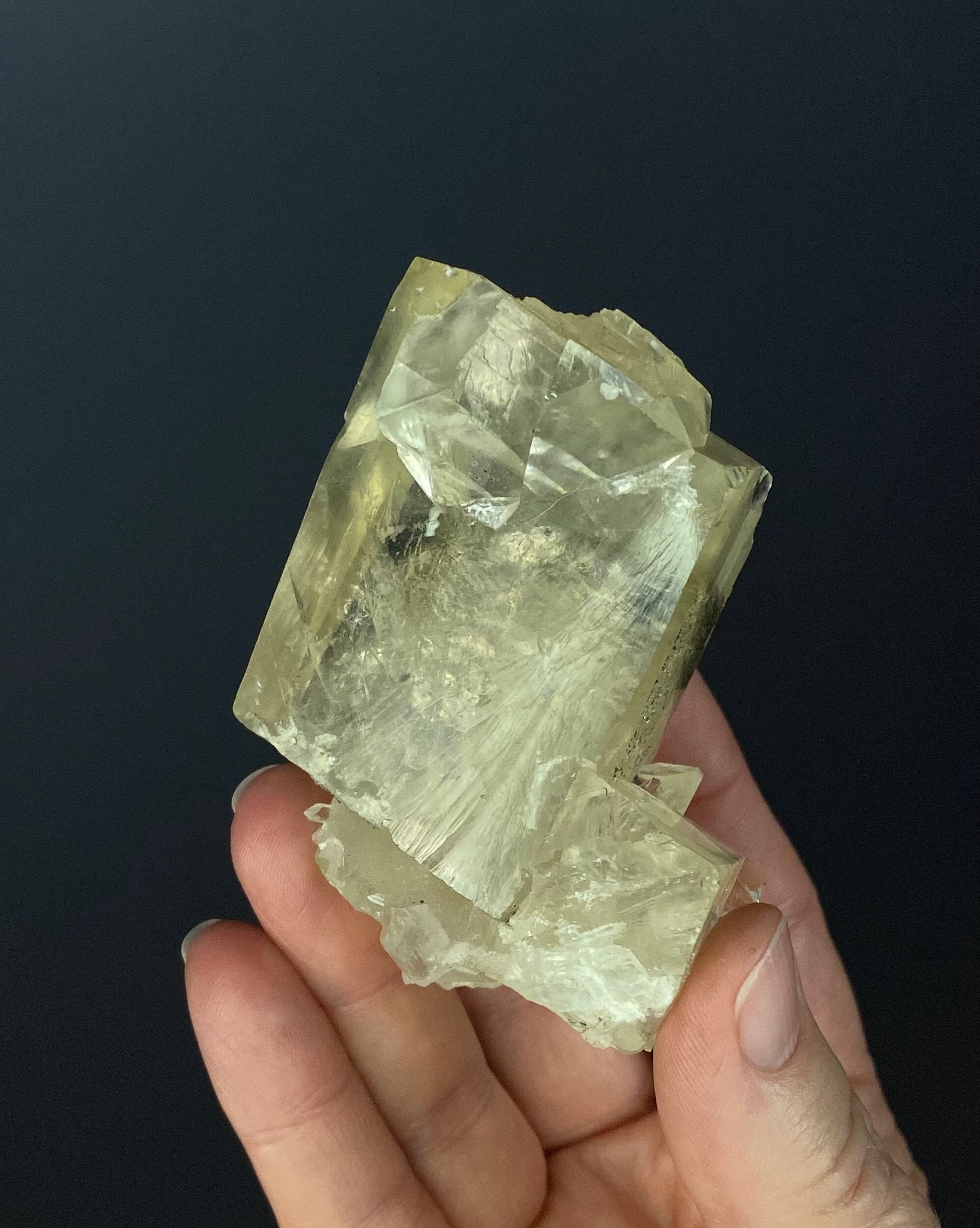 Light Golden Calcite Crystal Cluster with Rainbows