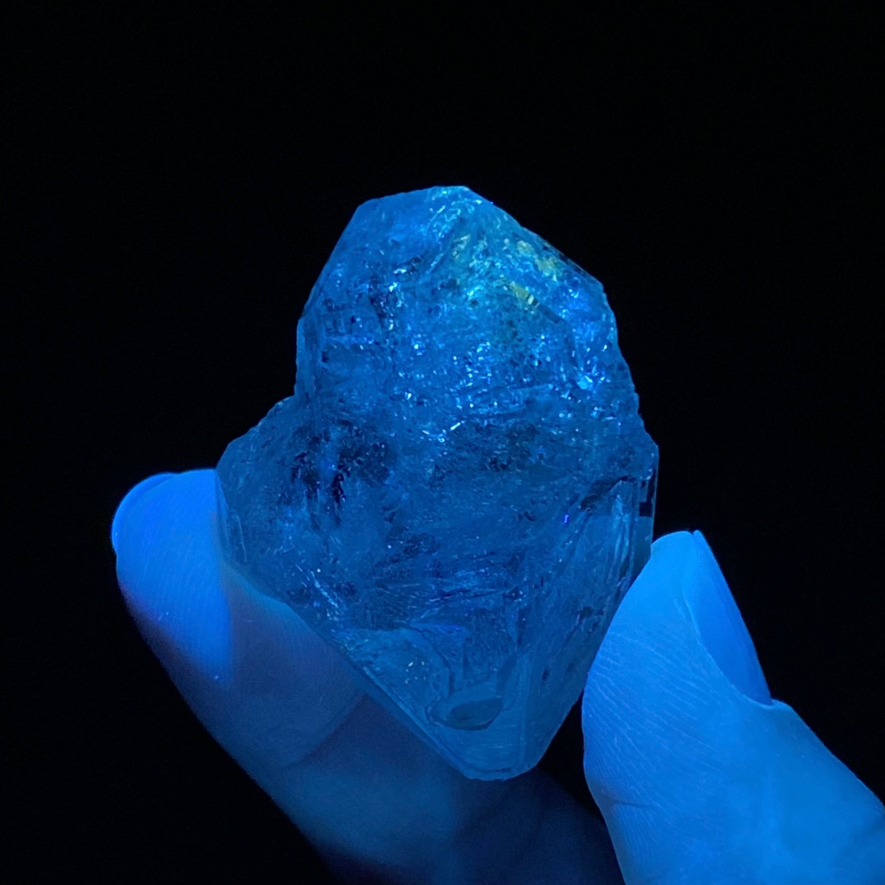 Clear Fenster Quartz Crystal with Fluorescent Inclusions