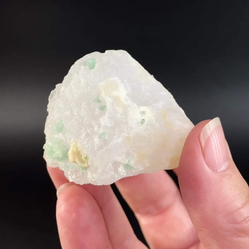 Etched Pollucite with Green Tourmaline from Laghman, Afghanistan
