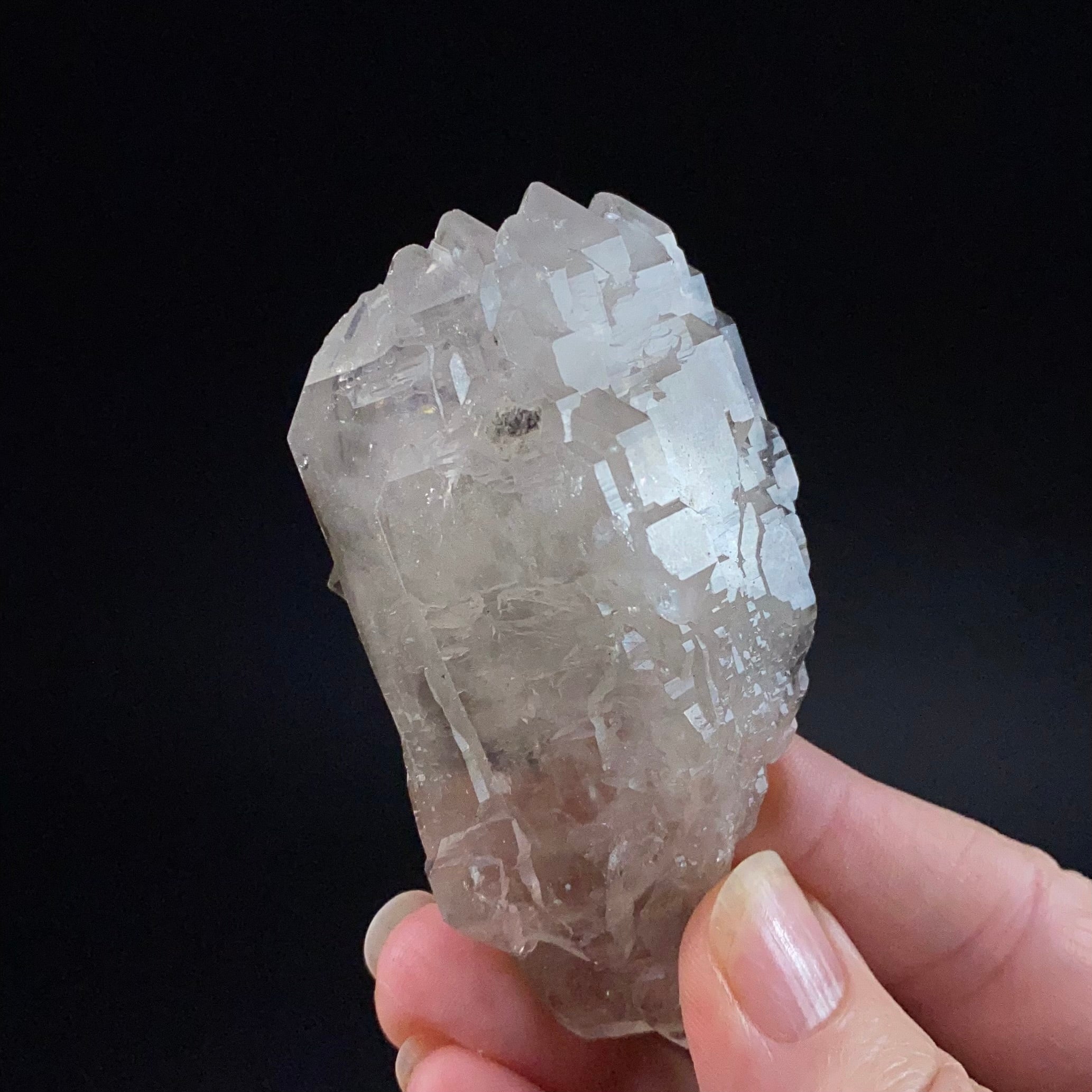 Double Terminated Elestial Smoky Quartz Crystal with Multiple Terminations on Both Sides