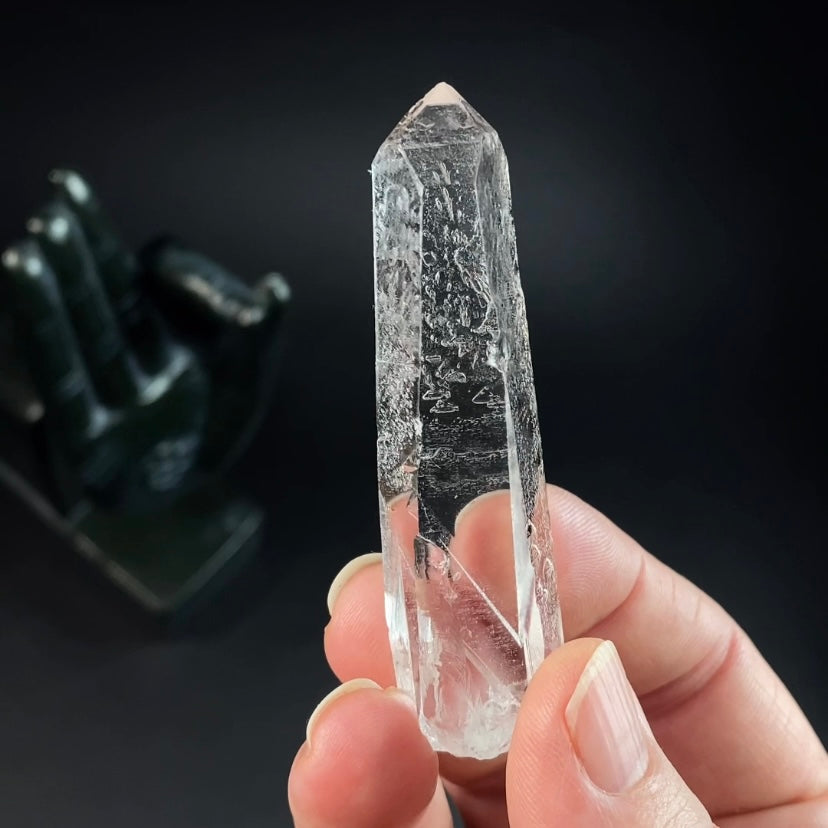 Water Clear Trigonal Habit Quartz Crystal with Starbrary Markings, Minas Gerais, Brazil