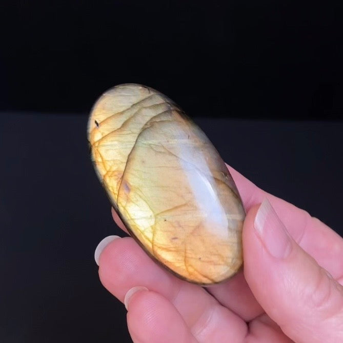 Golden Yellow Flash Labradorite Oval Shaped Cabochon