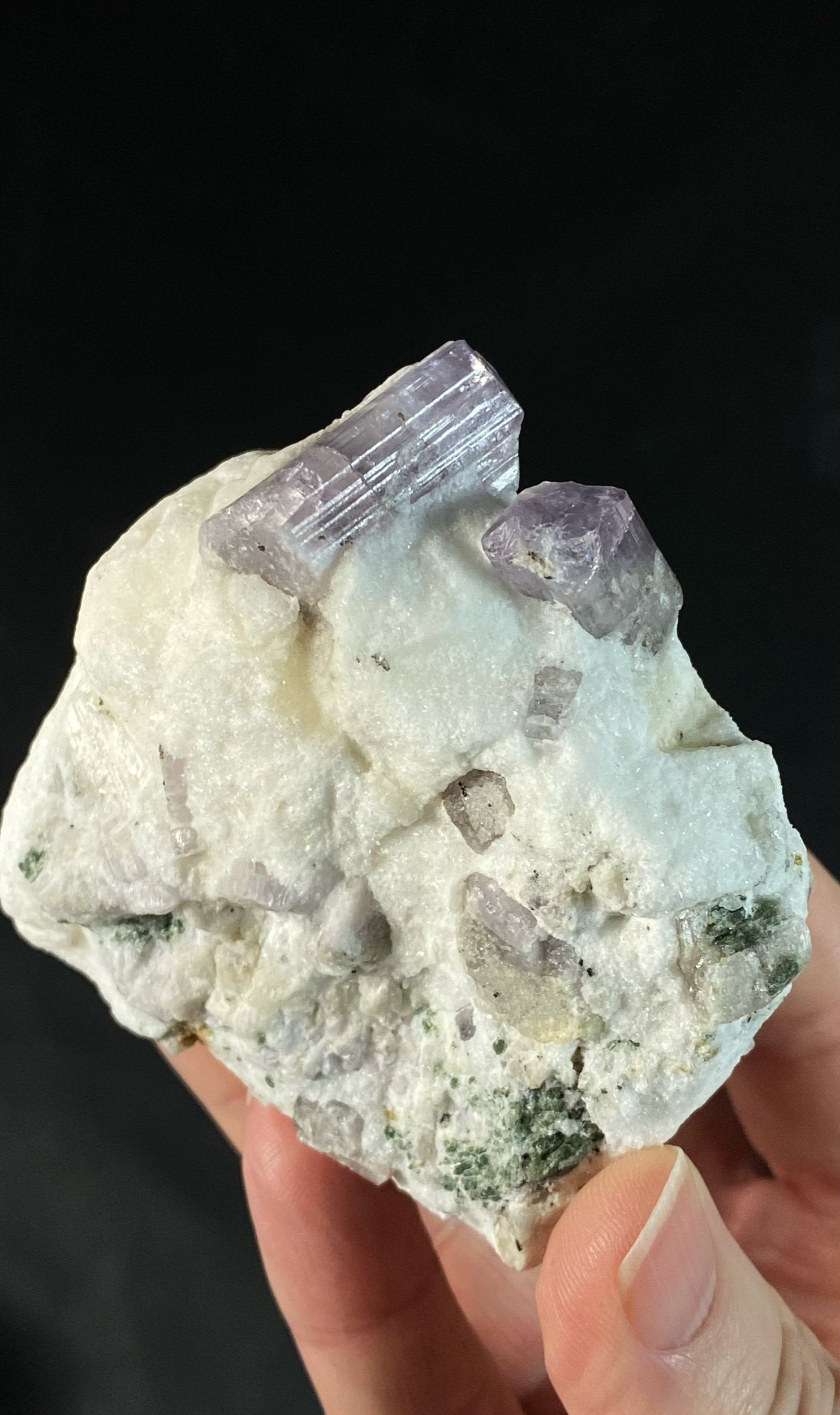 212 Gm Beautiful Fluorescent Marialite high quality Scapolite Crystal With Calcite On Matrix