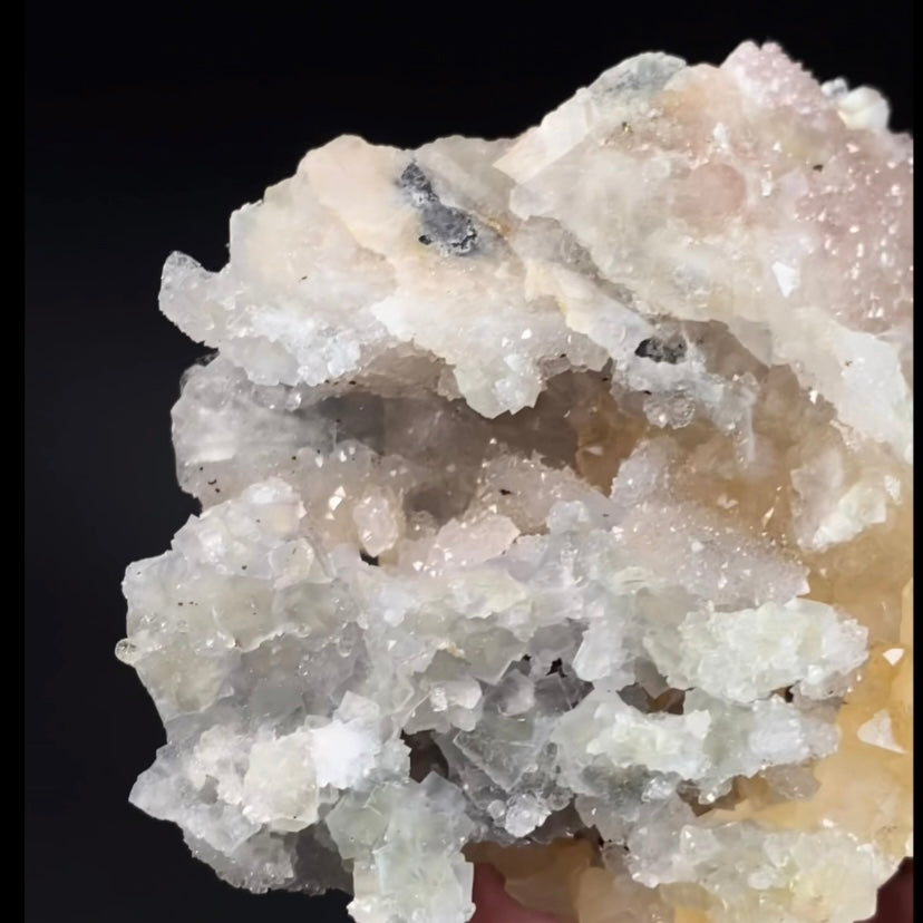 Pale Green Gray Cubic Fluorite Cluster with Amethyst