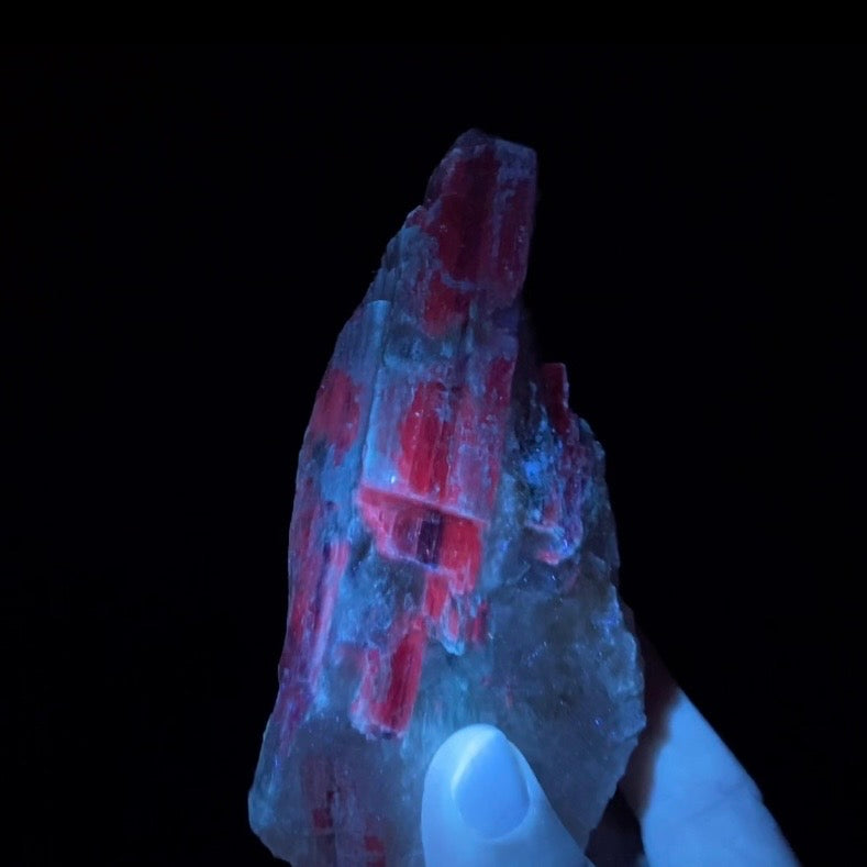 Blue Kyanite and Quartz Specimen with Red Fluorescence from Kunar Province, Afghanistan