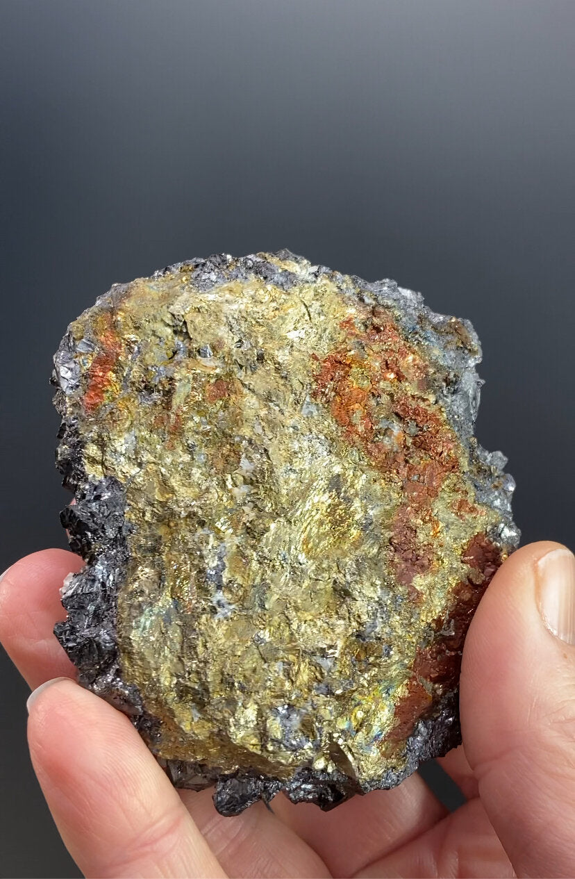 Sphalerite Crystal Cluster with Fluorescent Calcite, Chalcopyrite from Trepça Mines