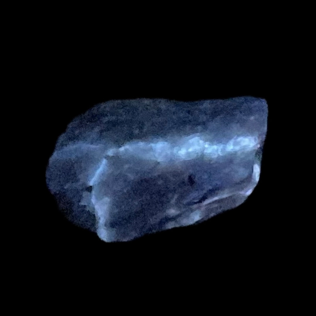 Fluorescent Aragonite “Lightning Bolt” on Calcite from Long Lake Zinc Mine, Ontario, Canada