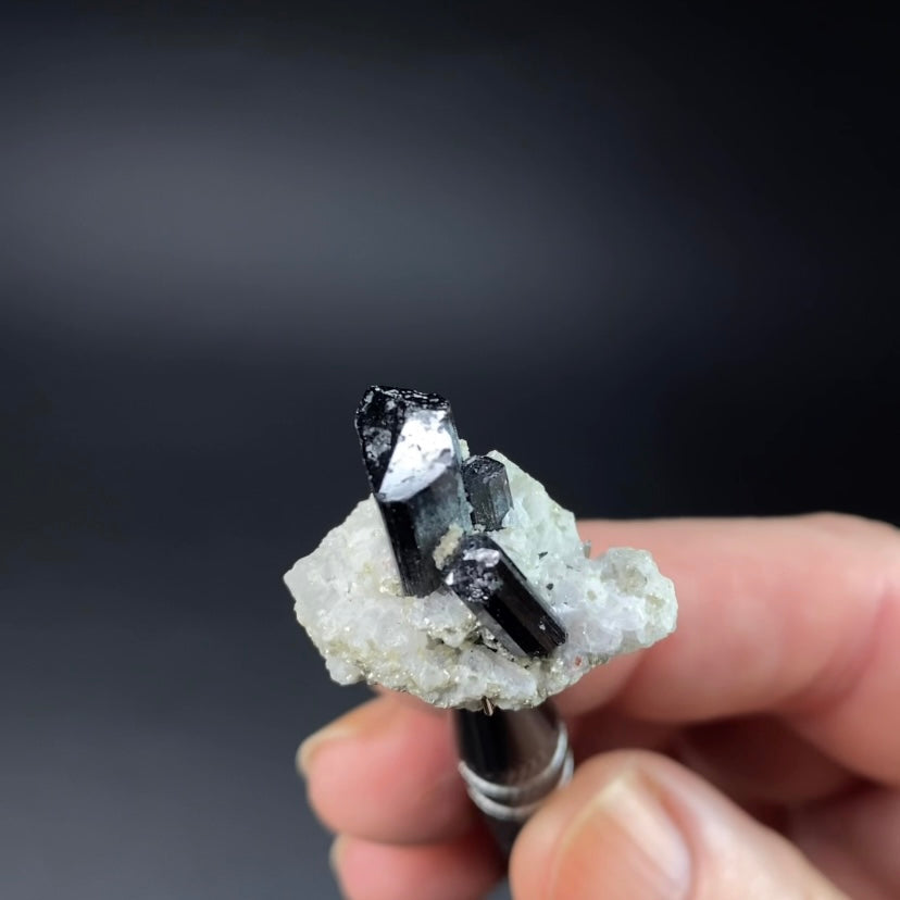Black Tourmaline Crystals on Feldspar Matrix