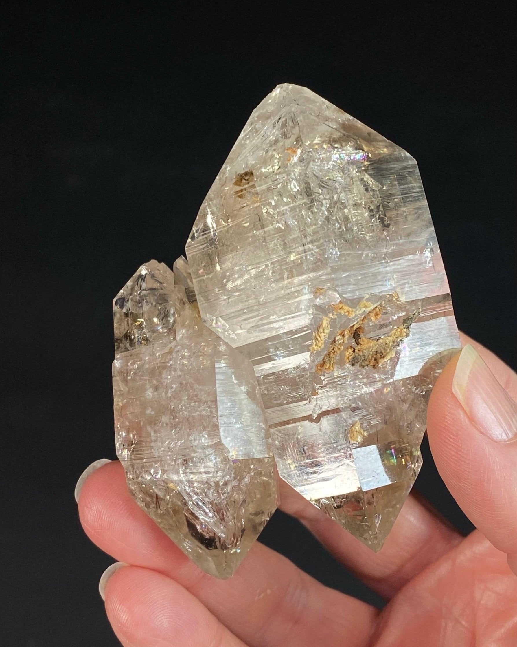 Double Terminated Twin Fenster Skeletal Quartz Crystal Cluster