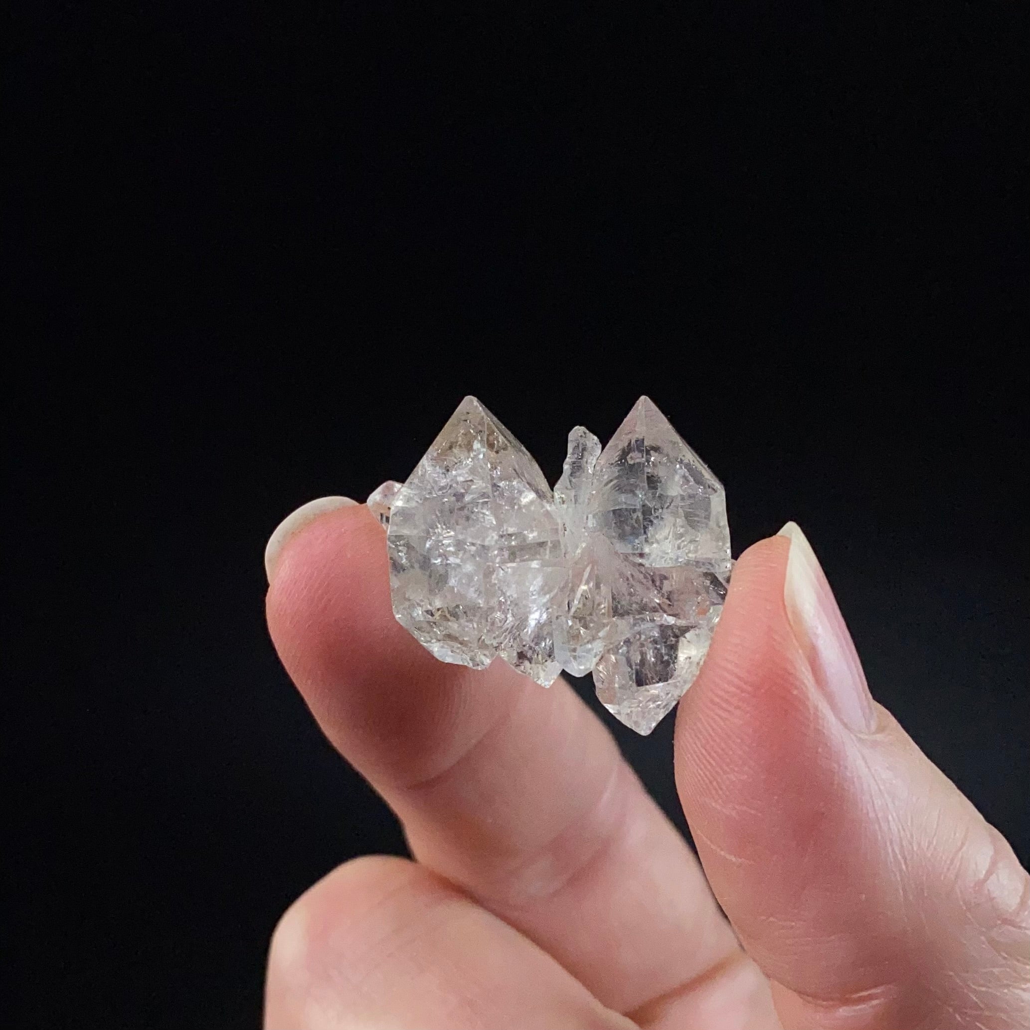 Double Terminated Twin Diamond Style Quartz Crystal Cluster