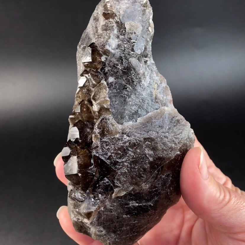 Unique Smoky Etched Quartz Cluster from Minas Gerais, Brazil