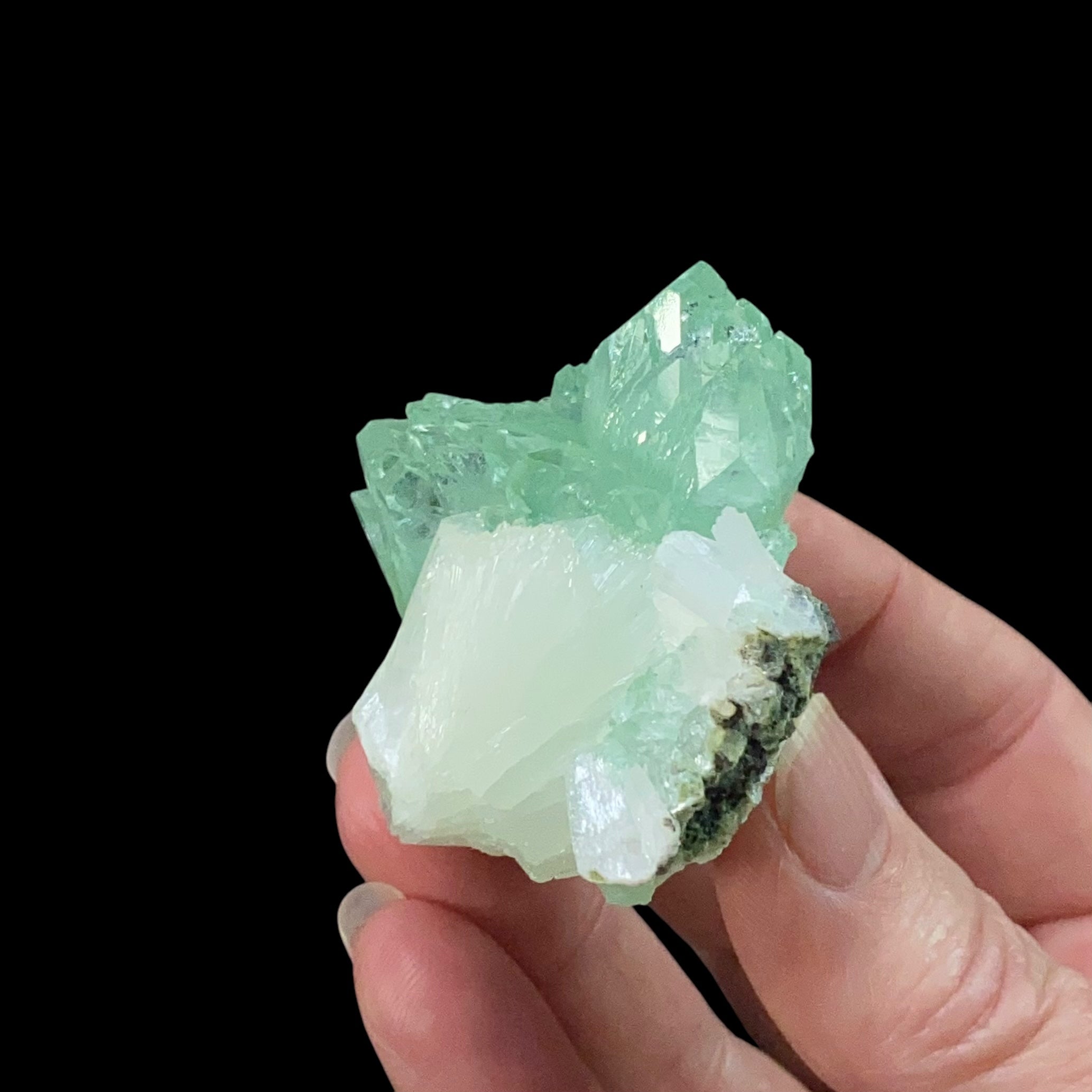 Green Apophyllite Crystal Cluster from Maharashtra, India