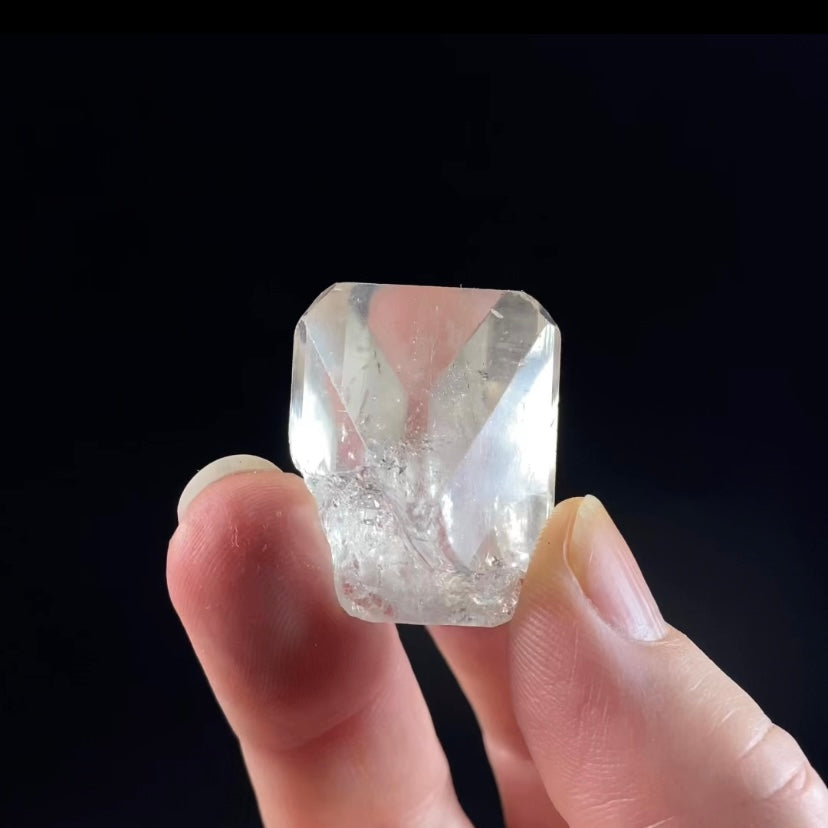 Fluorescent Clear Topaz Crystal with Chisel Shaped Termination