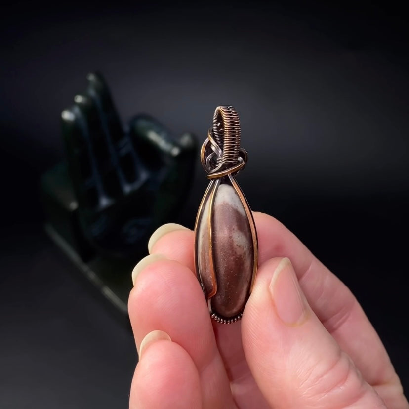 Shiva Lingam and Copper Wire Wrapped Pendant