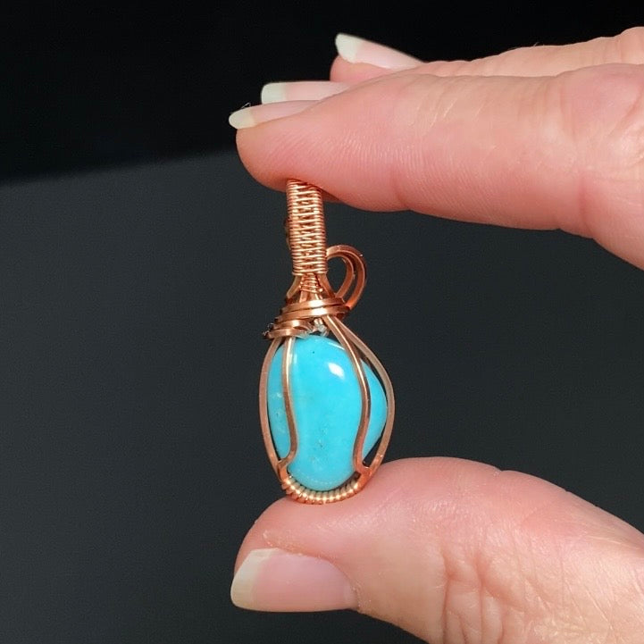 Turquoise & Copper Wire Wrapped Pendant