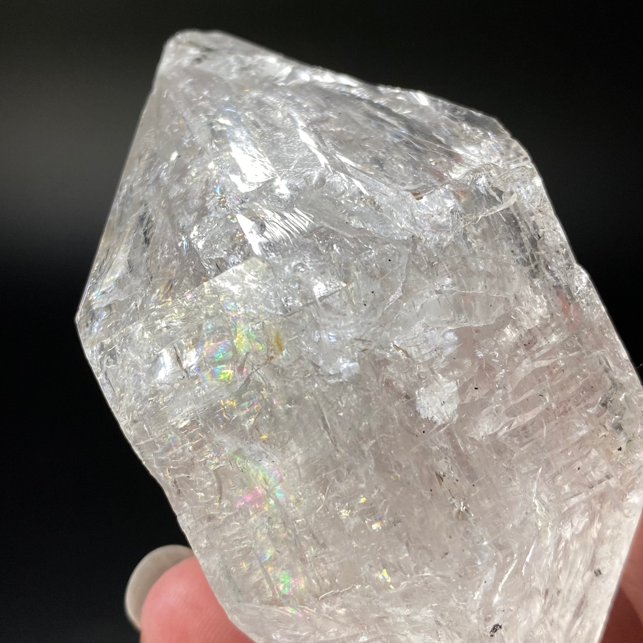 Double Terminated Clear Quartz Crystal with Rainbows